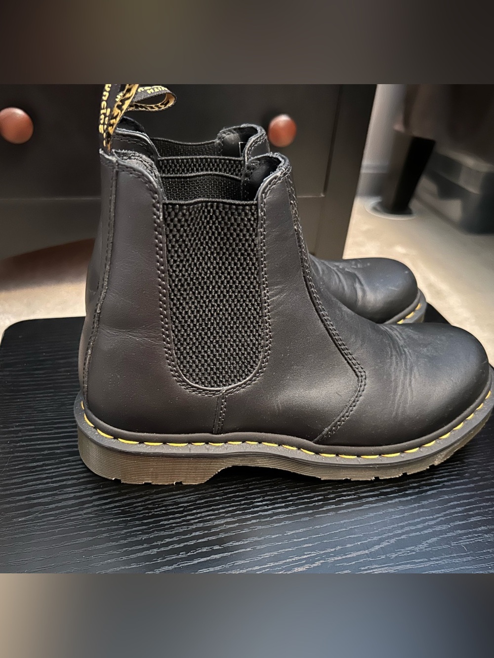 Dr. Martens Black Leather Chelsea Boots with Yellow Stitching - Picture 10 of 10